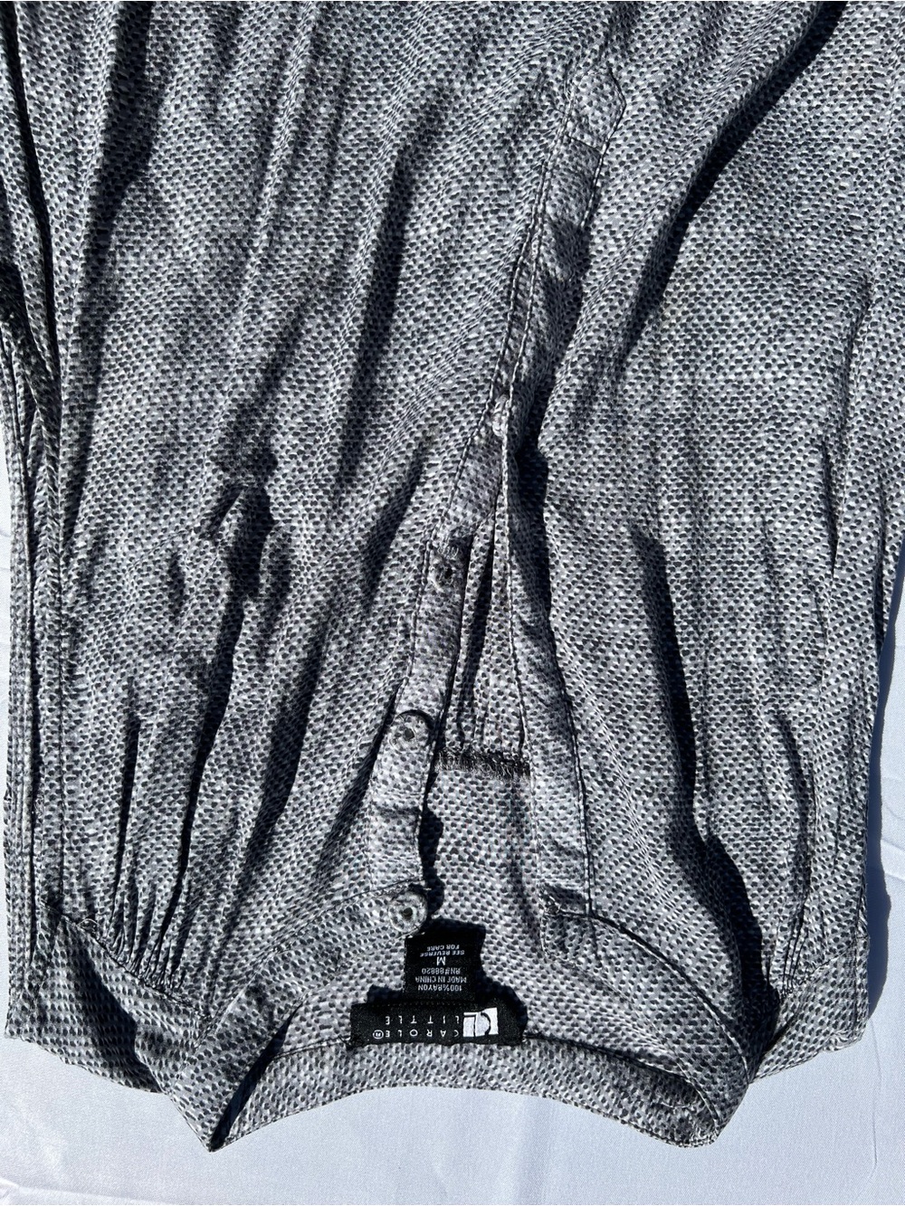 Carole Little Gray Pointelle Knit Blouse